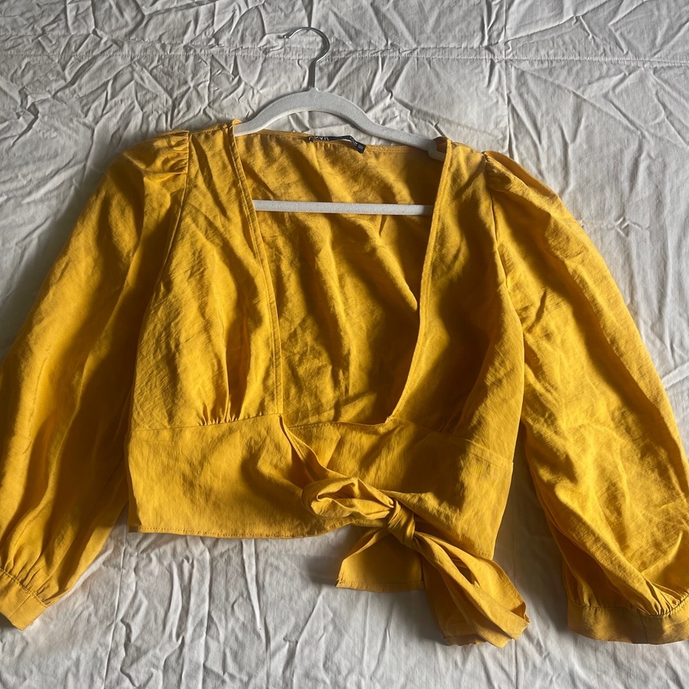 Mustard Wrap Blouse